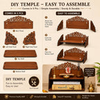 Fliptic Wooden Home Temple for Puja | Temple for Home and Office l Puja Mandir l Wooden Mandir l Compact Pooja Ghar Stand for Prayer Room, Living Room Decor