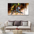 VIBECRAFTS Krishna Playing Bansuri 5 Pieces Canvas Wall Painting For Home | Office | Living Room | Gift (PTVC5Pcs4_8505)