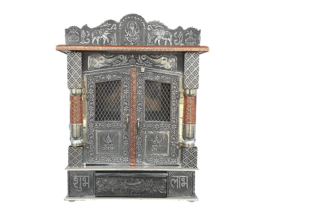 Handicrafts Aluminum Copper Home Temple/Pooja Mandir for Home/god Stand for Home/Pooja Stand/mandir 9x15 inches
