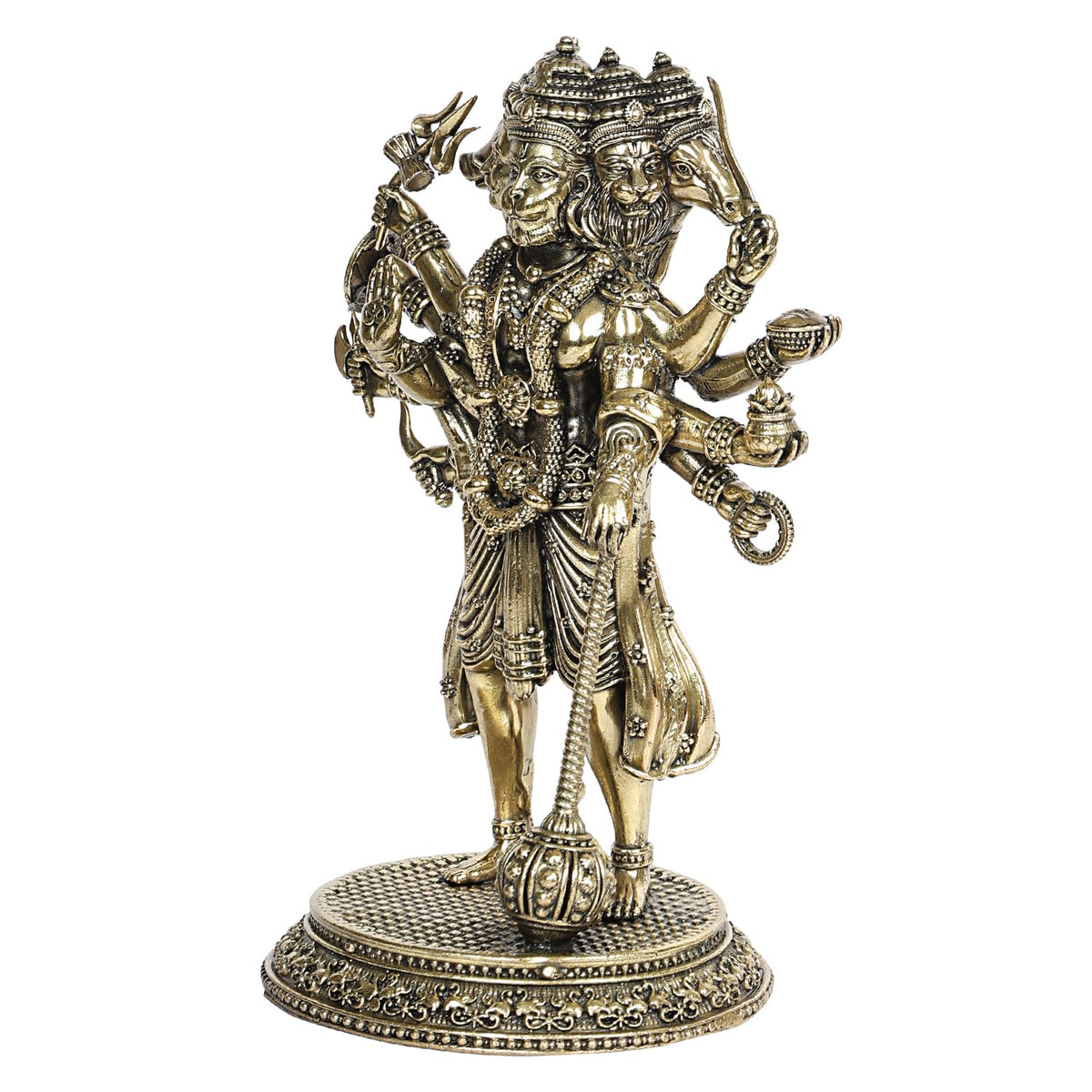 SVARUP Brass Standing Panchmukhi Hanuman Ji Murti Lord Meditation Balaji Bajrangbali Bahubali Sankat Mochan Bhagwan Idol Height 6.25 Inches