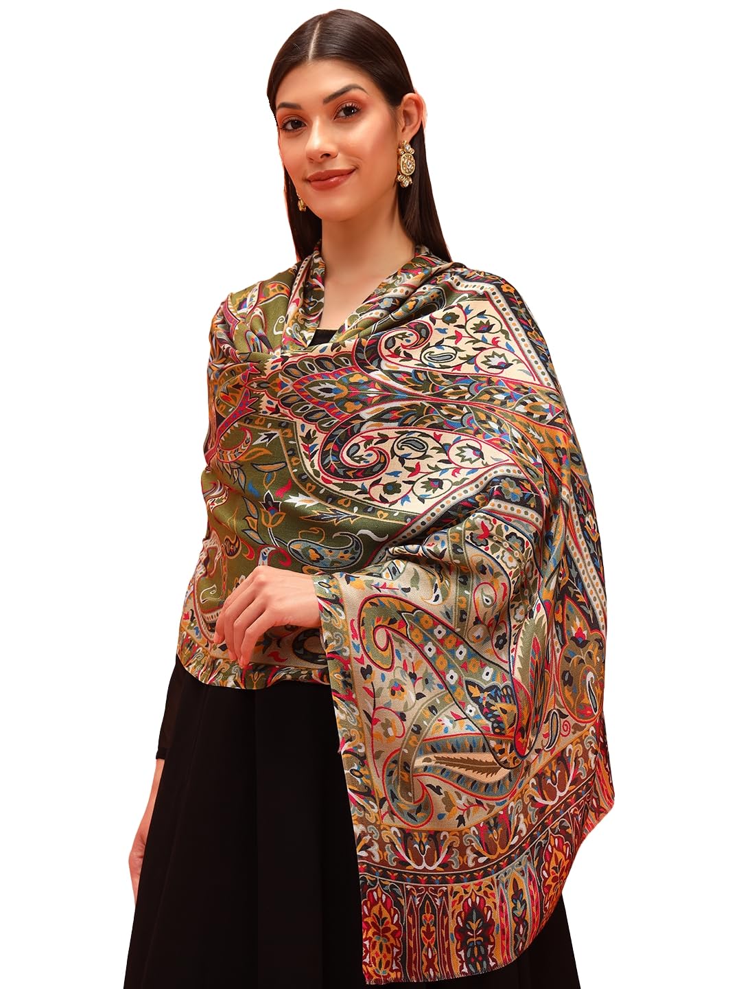 Pashmoda Women Royal Embers Fine Soft Bamboo Fibre Stole (Size 28x80in, 71x203cm) ISST33