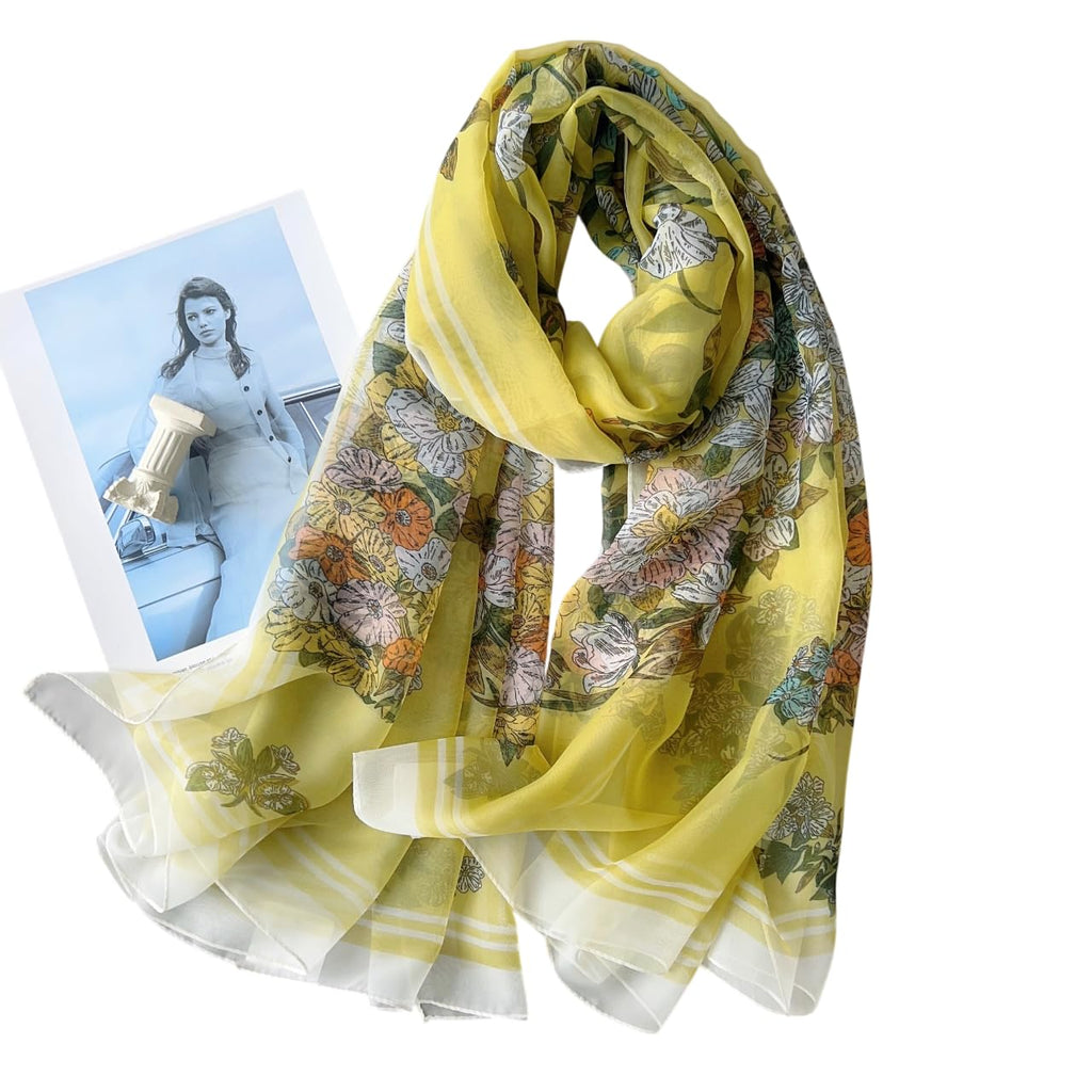 CrossKulture Scarf Stole for Women - 185 x 135 cm Chiffon Scarf with Floral Print | Lightweight Soft Stole for Girls | Satin Feel Neck Wrap | Women Accessory (Colour33)