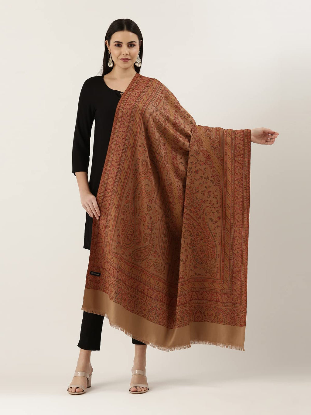 Pashmoda Women Noor Kashmiri Royal Paisley Design Jamawar Shawl (Size: 101 X 203 Cms)