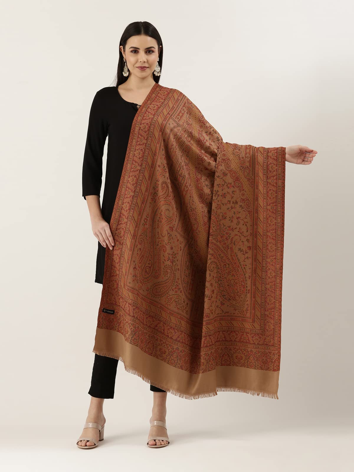 Pashmoda Women Noor Kashmiri Royal Paisley Design Jamawar Shawl (Size: 101 X 203 Cms)