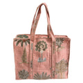 Bazaar Bhoot Edition Premium Cotton Quilted Shopping Tote Bag - Multipurpose Long Lasting Foldable Reusable Bag with zipper for Shopping, Travel & Daily Use - Made in India (Peach)