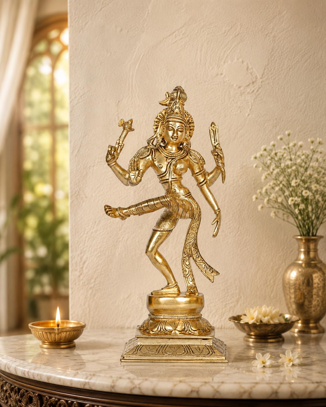 ARTVARKO Brass Ardhanarishvara Ardhnarishwar Statue (Half Shiva & Parvati) Ardhnari Shiv Parvati Double Avatar 12.5 Inches