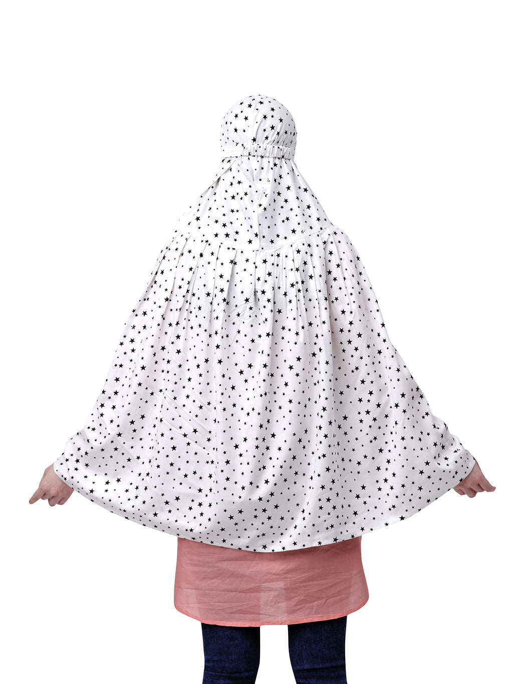 7 season's Cotton Long Scarf Cum Mask Universal Size Usable For Vehicle Driver For Sunlight UV Protection White Printed Design For Girl & Women (Long Black Star), Female