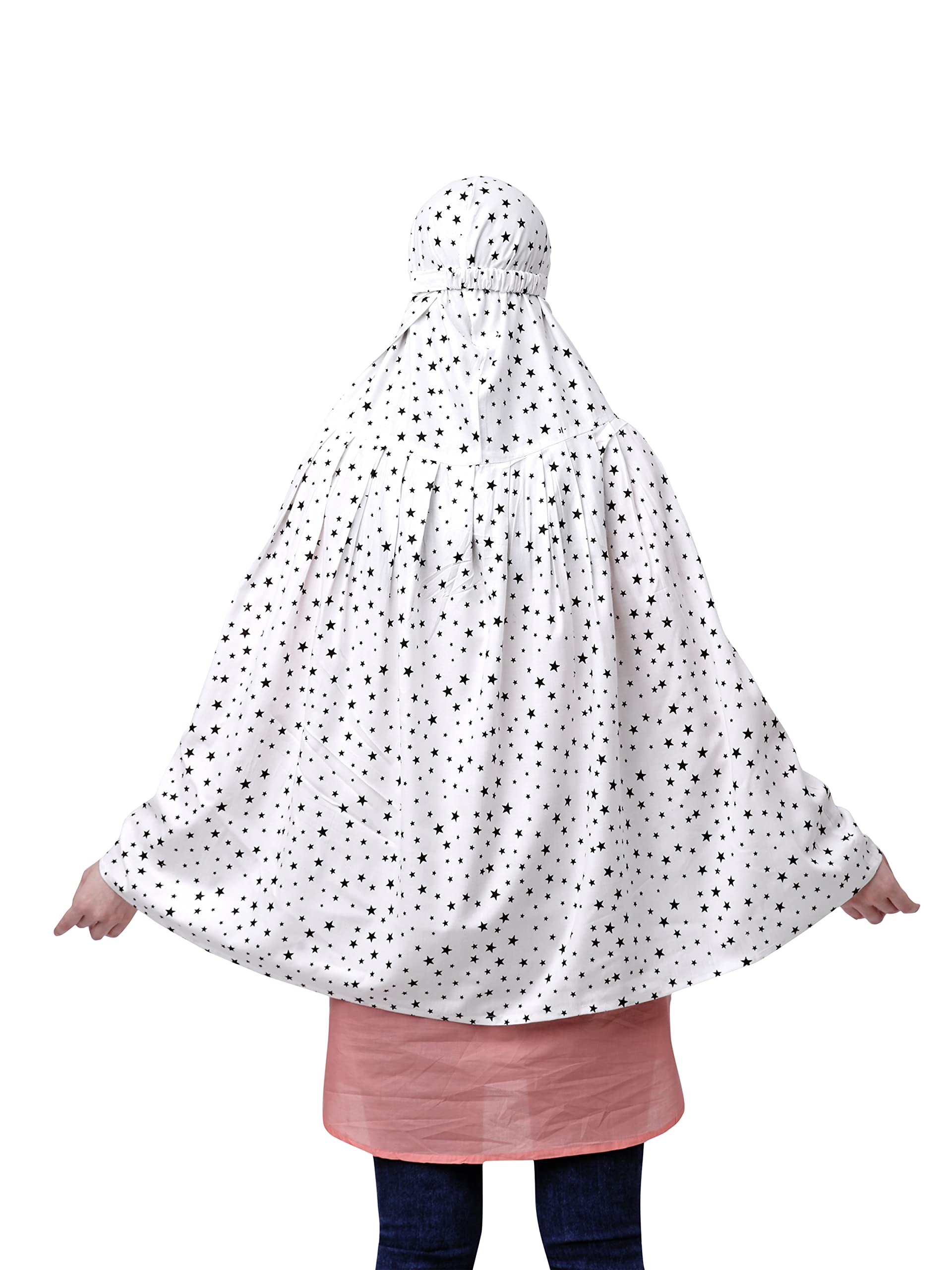 7 season's Cotton Long Scarf Cum Mask Universal Size Usable For Vehicle Driver For Sunlight UV Protection White Printed Design For Girl & Women (Long Black Star), Female