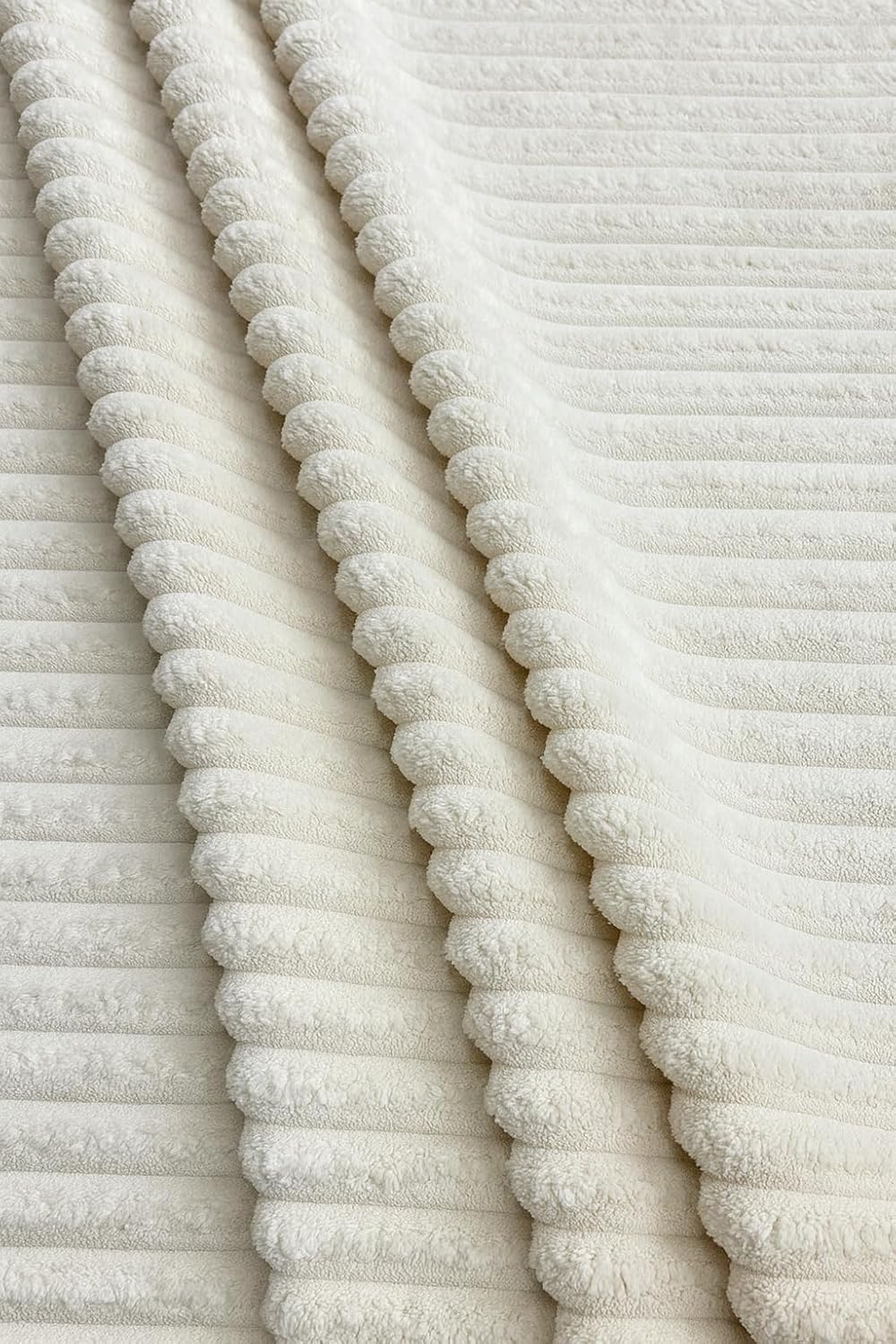 AWARD VELVETS Premium Faux Rabbit Fur Plush Luxury Soft Fluffy Striped Decorative Throw Pillow/Cushion Covers for Sofa, Couch, Living Room - (Off-White, 24 x 24 inch) Set of 1