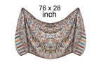 Kabello Jacquard Fabrics Winter Use Woolen Woven Soft Stole For Women Cream