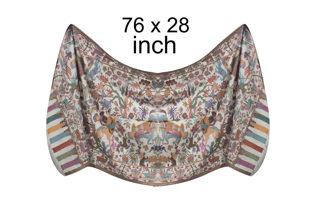 Kabello Jacquard Fabrics Winter Use Woolen Woven Soft Stole For Women Cream