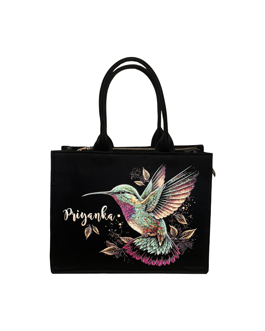 IN VOGUISH Women's Beautiful Flying Sparrow Customized Tote Bag – Spacious, Stylish & Lightweight | Luxurious Office & Travel Tote with Laptop Compartment (600g)