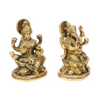 ARTVARKO Brass Ganesha Laxmi Ganesh Lakshmi Bhagwan Idol Sitting on Lotus Ganpati Murti Statue for Home Office Puja Success Décor Gift 5 Inches