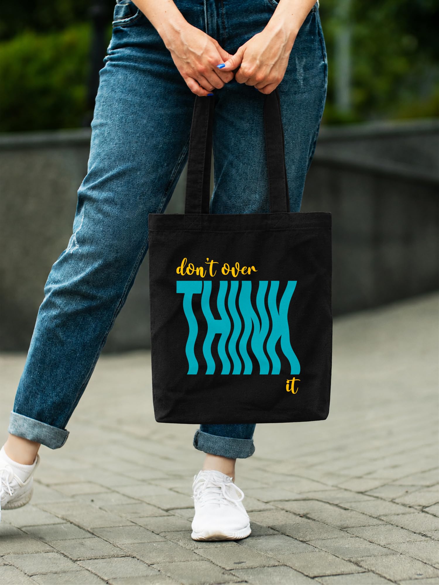 DOODLE Canvas Tote Bag for Women with Zip – Poly Cotton Shoulder Bag with Outer Zip & Inner Pocket for College, Office, Shopping & Travel