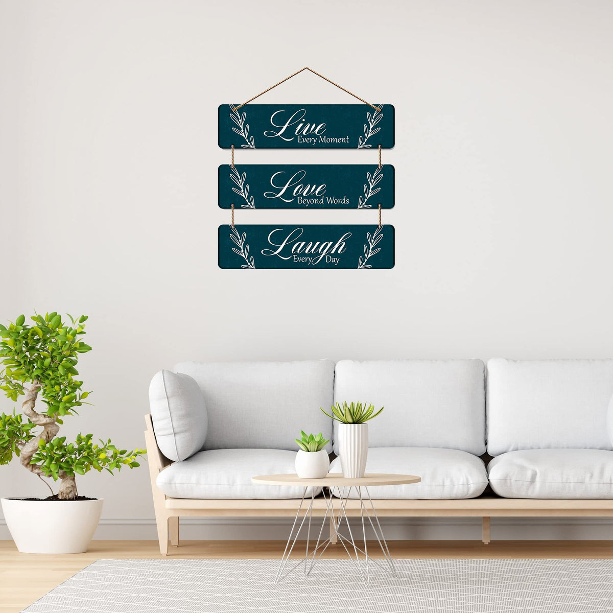 Artvibes Live Love Laugh Printed Wooden Wall Hanging | Quotes Decor Item | Wall Accent | Office Wall Decoration Items | Inspirational Quotes Wall Art | Mdf Wall Decoration | Gift Items (WH_5306N)