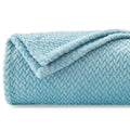 BSB HOME® Premium Plush Single Blanket with Leaf Jacquard | 300 GSM Lightweight Cozy Soft for Bed, Sofa, Couch, Travel & Camping| 150x220 cm or 60X86 inches|Aqua Blue Kafalo