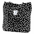 Lyrovo Women Corduroy Shoulder Tote Bag for Work Beach Travel and Shopping Grocery (White Polka)