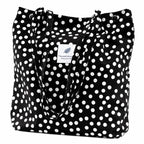 Lyrovo Women Corduroy Shoulder Tote Bag for Work Beach Travel and Shopping Grocery (White Polka)