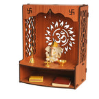 ANCHARA Wooden Pooja Mandir for Home | Handcrafted Small Home Temple with Om Design | Wall-Mounted/Countertop Prayer Unit | Compact Mandir for Office, Home, Gift | 27 x 14 x 36 cm