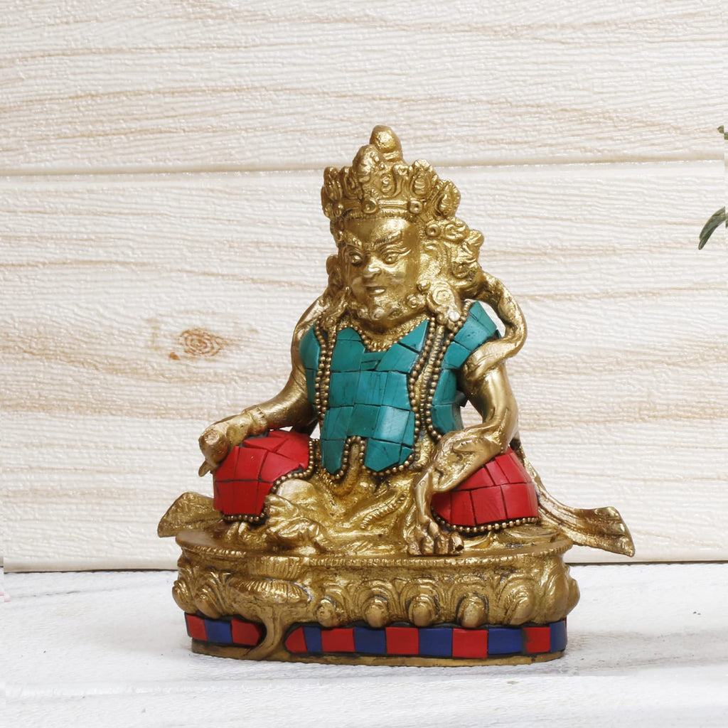 ARTVARKO Brass Kuber Murti Lord of Treasure Wealth Maharaj Kuber Statue for Tijori Locker Money Safe Kubera Idol 5.5 Inch Multicolor