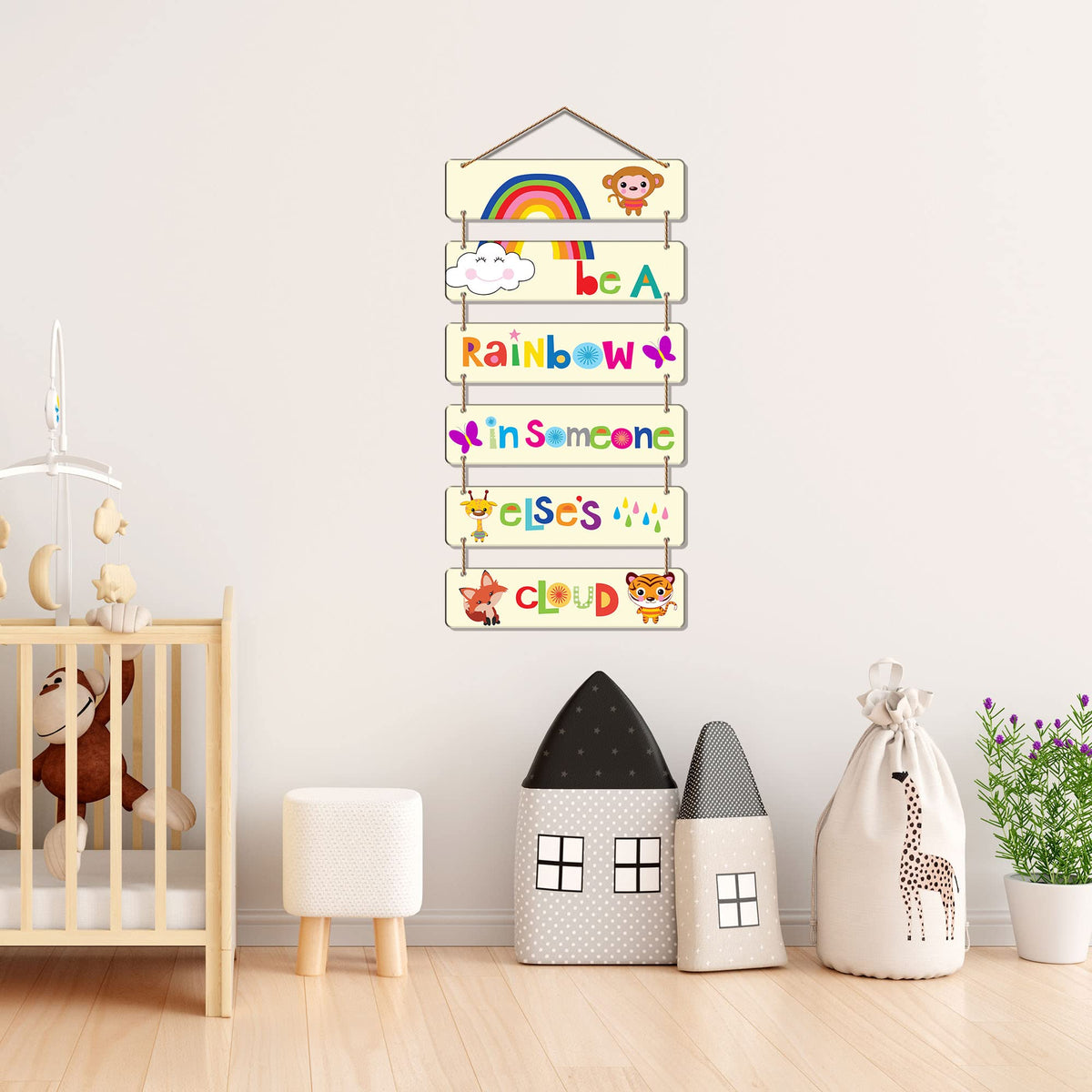 Artvibes Decorative Wall Hanging Wooden Art Decoration item for Living Room | Bedroom | Home Decor | Gifts | Quotes Decor Item | Wall Art For Hall | Mdf Wall Decoration, Set of 6 (WH_32104NR)