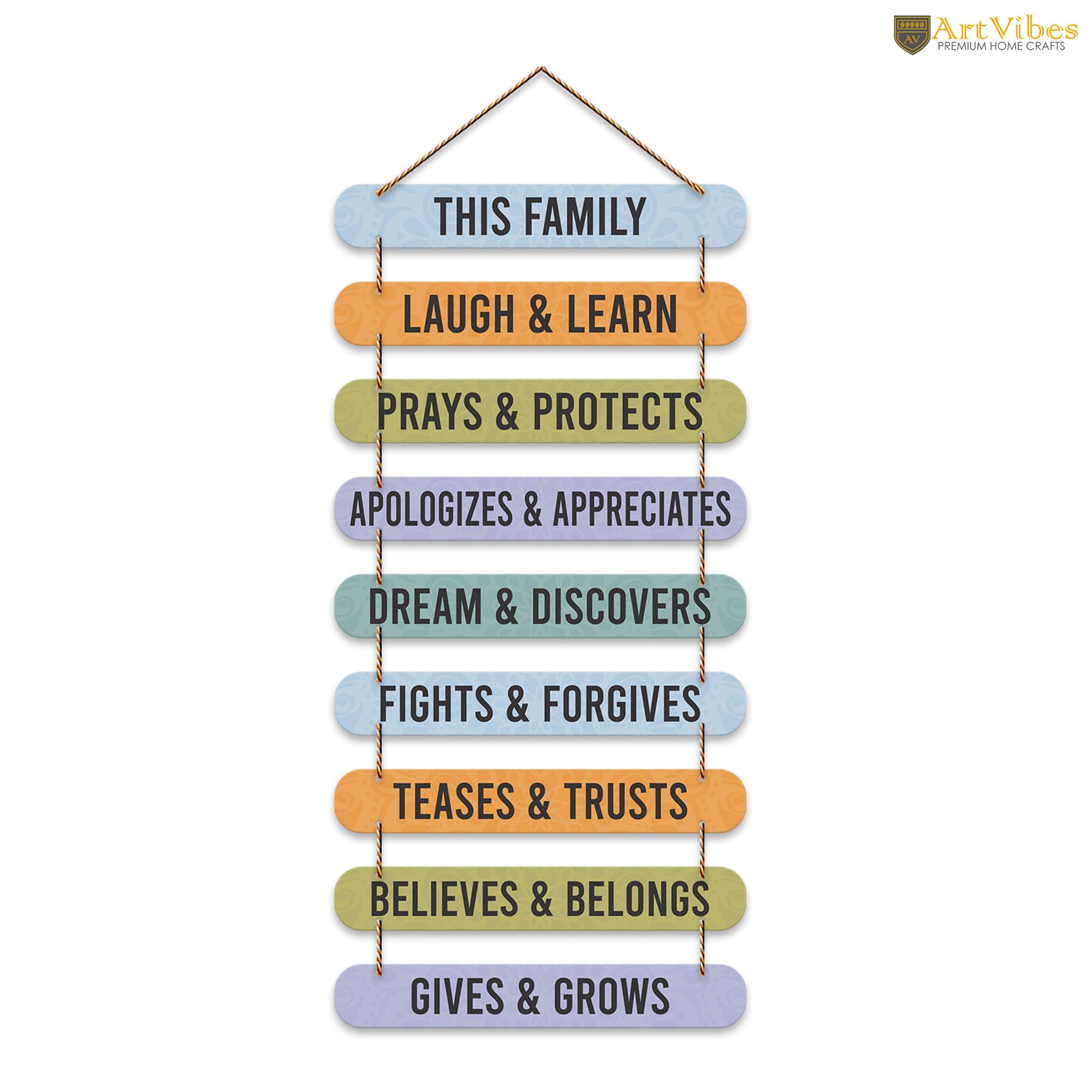 Artvibes Family Quotes Wooden Wall Hanger for Home Decor | Quotes Decor Item | Craft For Everyone | Wall Accents | Gift Items | Wall Illustrations | Artworks Hangings | Mdf Wall Decoration (WH_9323N)