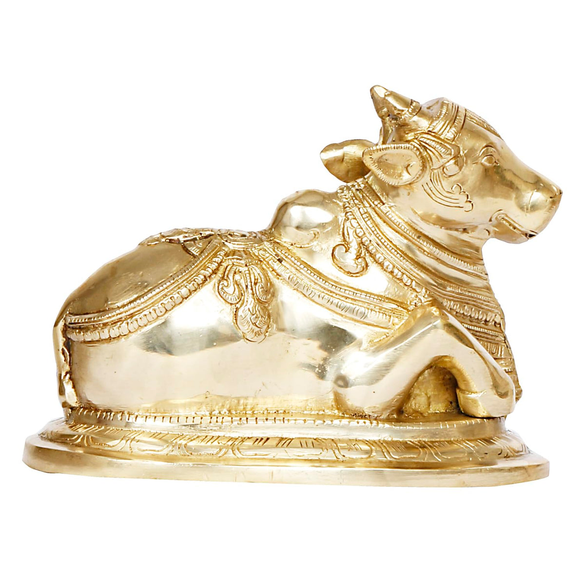 ARTVARKO Brass Shiv Ji Parvati Vehicle Nandi Bull Statue Idol Shiva Devotee Seated Sculpture Showpiece Decorative Home Décor Office Temple Puja 8 Inches