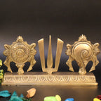 ARTVARKO Chakra Namah Shankh Shri Tirupati Balaji Padmanabha Swami Lord Vishnu Brass Showpiece Home Décor (22x5x11.5 cm)