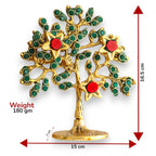 Metal Kalpavriksha Tree for Home Decor - Golden Wish Fulfilling Tree Metal Showpiece for Temple, Vastu, Office Table & Gifting Banyan (No 1 Golden with Stone)