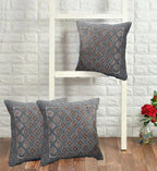 DECOMIZER Jacquard Geomteric Cushion Covers 24 Inch X 24 Inch Set Of 3 Ethnic Motifs 240 TC Cushion Covers,Design- Diamond,Color- Grey