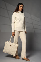 ENSAC Cotton Tote Bag for Women Premium Stylish Handbag for women with Zip Closure Ladies Jacquard Shoulder Bag for Women Girls Handbag Zipper Large Capacity Shoulder Bag for College Office Use