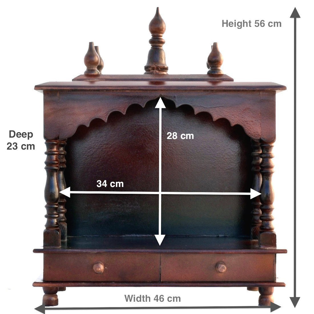 Rajasthan Art And Craft Wood Home Temple (Brown, Brown) - 18.11X22.05 Inch