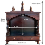 Rajasthan Art And Craft Wood Home Temple (Brown, Brown) - 18.11X22.05 Inch