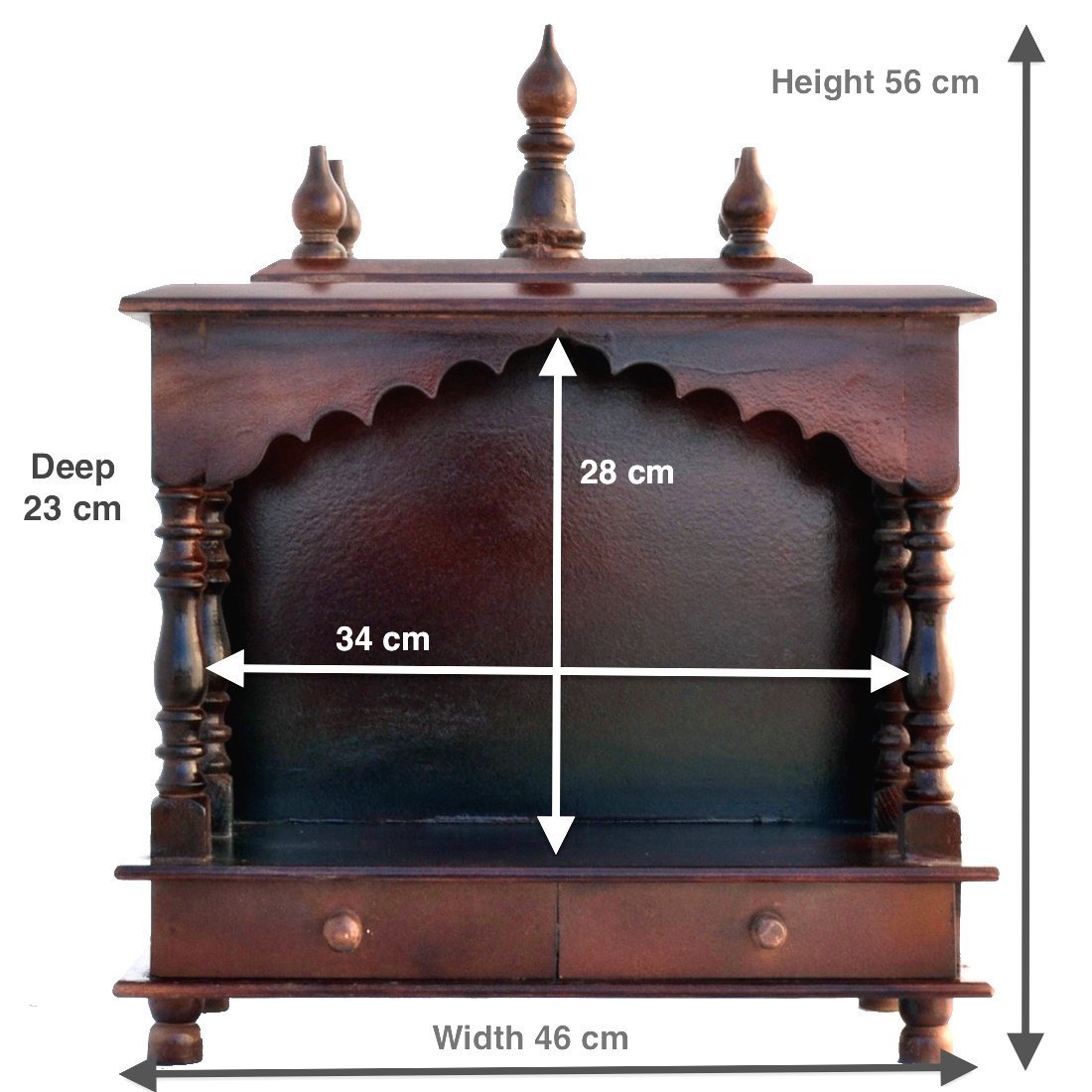 Rajasthan Art And Craft Wood Home Temple (Brown, Brown) - 18.11X22.05 Inch