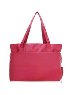 Pbs Creations Women’s Tote Bag | 3 Compartments | Bottle & Umbrella Pocket | Front, Back & Inner Zipper Pockets | Office, Travel & Shopping Handbag | Water-Resistant | 27 x 41 x 17 cm – Pink