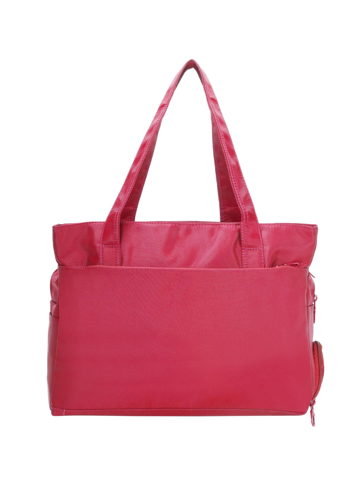 Pbs Creations Women’s Tote Bag | 3 Compartments | Bottle & Umbrella Pocket | Front, Back & Inner Zipper Pockets | Office, Travel & Shopping Handbag | Water-Resistant | 27 x 41 x 17 cm – Pink