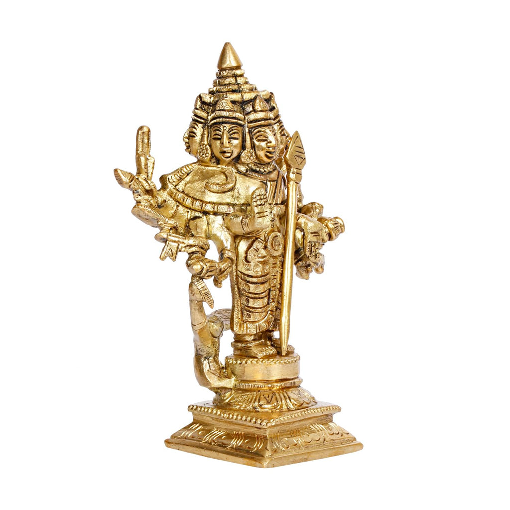 ARTVARKO Brass Lord Shanmugar Murugan Kartikeya Murugana Kumaraswamy Karthikeya Standing with Peacock Idol Swaminatha Skanda Murti 6 Inch