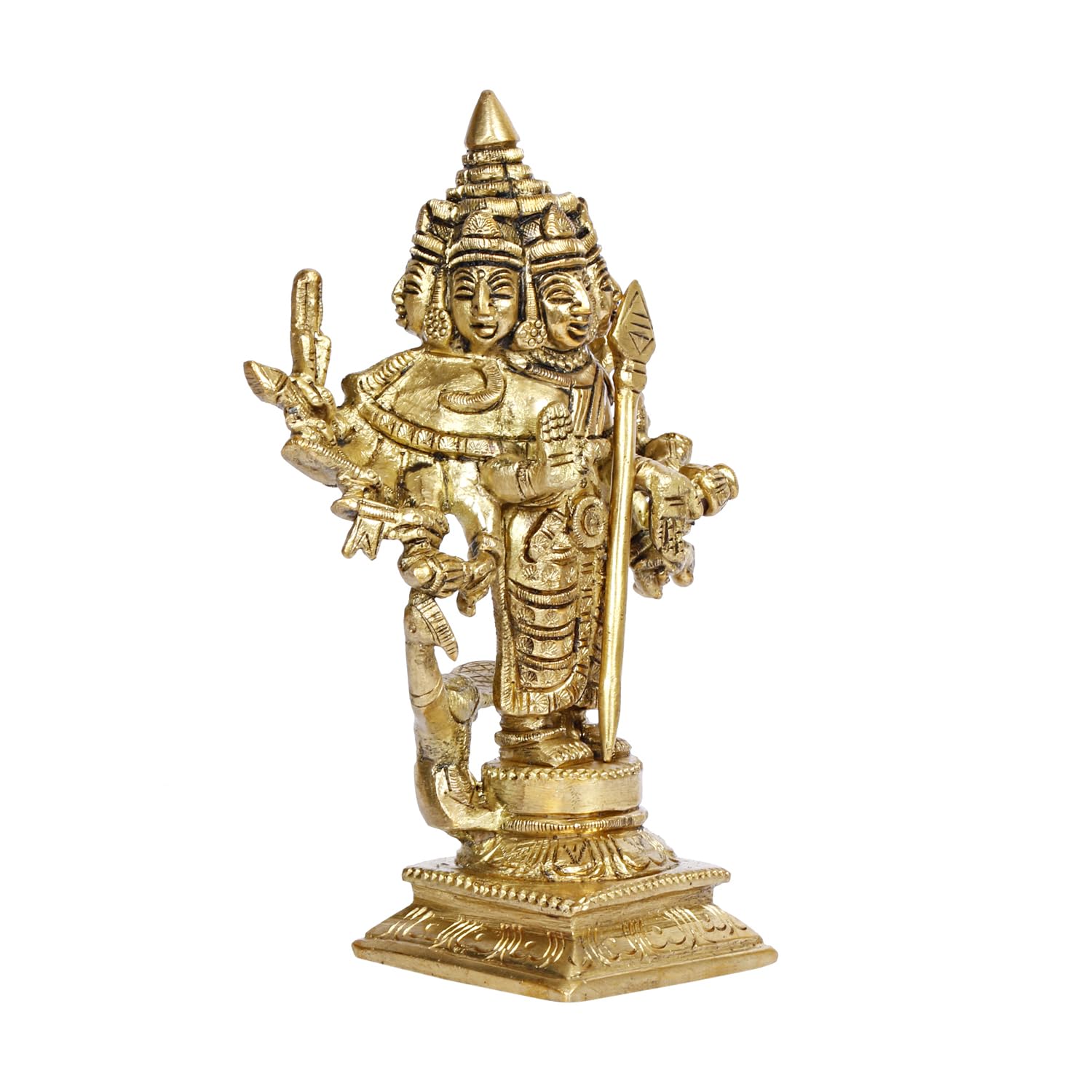 ARTVARKO Brass Lord Shanmugar Murugan Kartikeya Murugana Kumaraswamy Karthikeya Standing with Peacock Idol Swaminatha Skanda Murti 6 Inch
