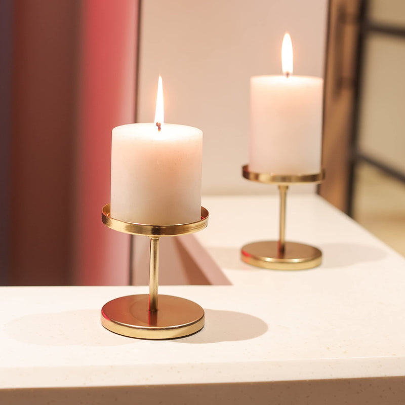 Home Trends India Metal Candle Stand I Candle Holder For Home, Birthday Decoration I Table Romantic, Birthday, Dinner Home & Bar Decorative (Set Of 2, Gold)