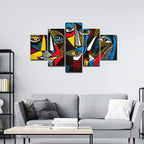 VIBECRAFTS Premium 5 Pieces Wall Painting of Abstract Faces Modern Art For Home|Office|Living Room|Gift (PTVC5Pcs1_5503)