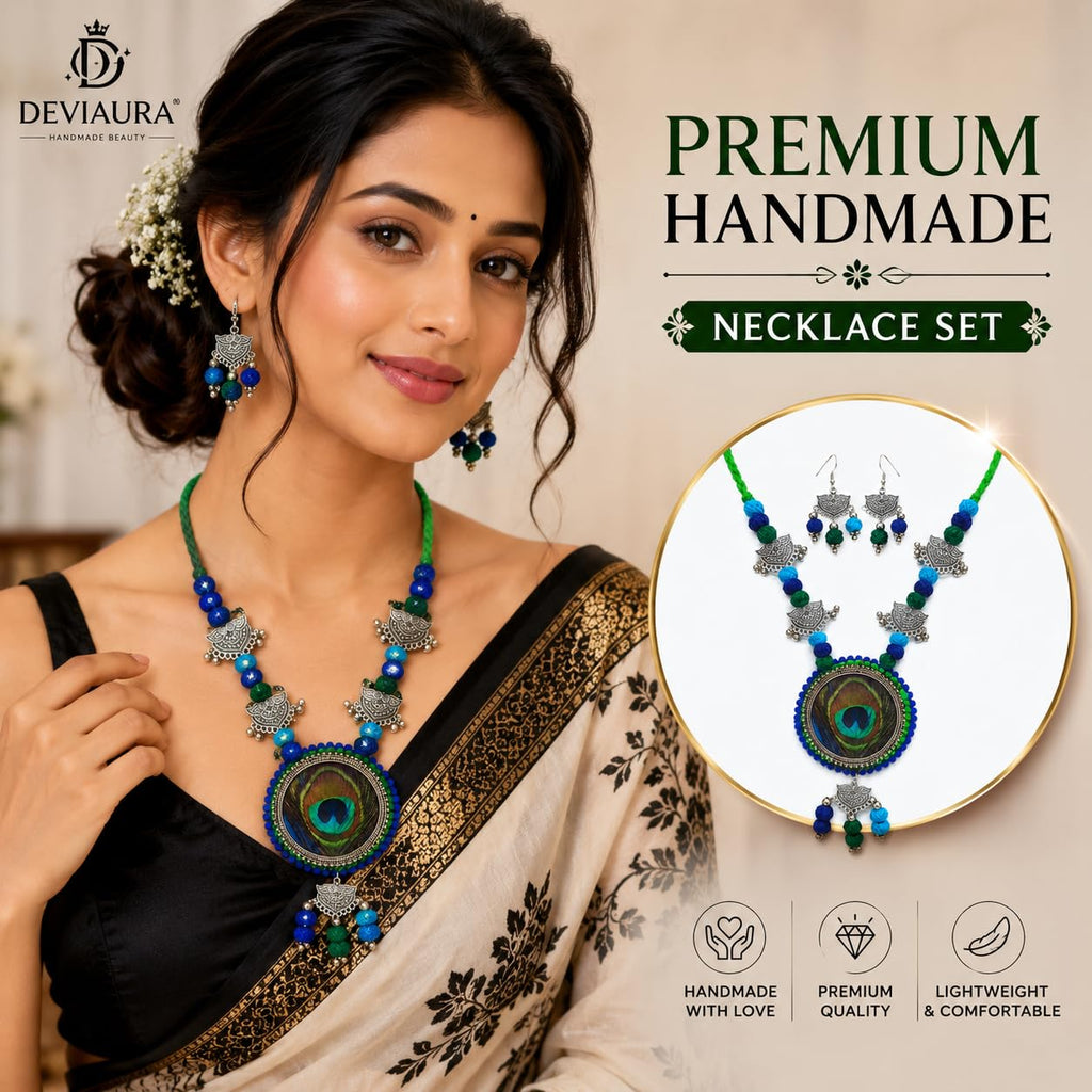 Handmade Jewellery Set for Women | Traditional Jewellery Set for Women | Handmade Premium Jewelry Set | Lightweight, Anti-Allergic | Artistic Artisanal Necklace Set- Premium Necklace Set | Hand Crafted Premium Jewelry Set