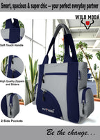 WILD MODA Kat Women Shoulder and Tote Bag (Grey & Blue)