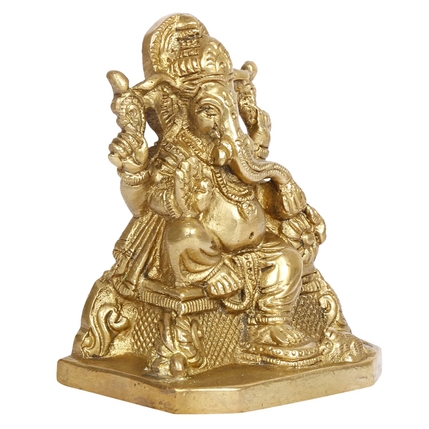 SVARUP Brass Ganesh Bhagwan Idol Ganesha Statue Ganpati Murti for Home Entrance Decor Diwali Gift Height 4 Inch