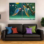 VIBECRAFTS 2 Pieces Beautiful Bird Couple In Forest Canvas Wall Painting Fitted With Wooden Frame For Home | Office | Living Room | Gifts(PTVC2Pcs1_17507)
