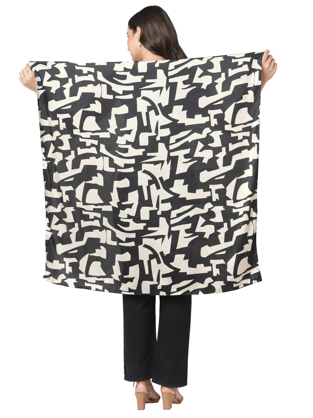 Sahil Fashion Women Luxury Square Scarf – Soft Silk Satin | Stylish Printed | Multi-Way Drape | 100x100 cm