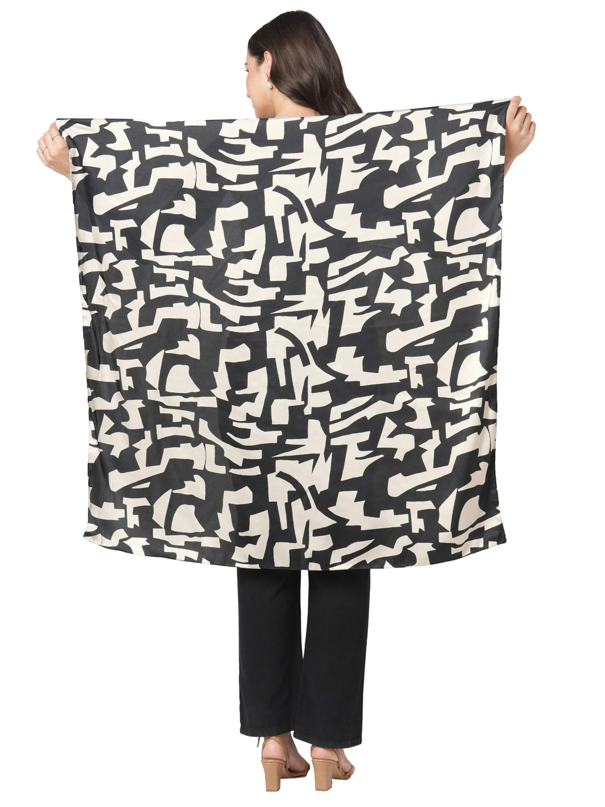 Sahil Fashion Women Luxury Square Scarf – Soft Silk Satin | Stylish Printed | Multi-Way Drape | 100x100 cm