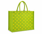 Srgaly Unisex-adult Printed Green Jute Bag For Lunch, Office, Grocery, Picnic, Tiffin, Shopping Hand Bag With Padded Cotton Handles