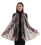 EH 100% Pure Mulberry Silk Scarf for Women, head scarf, neck scarf, hair scarf, digital printed long (22 X 72) (MC 3)
