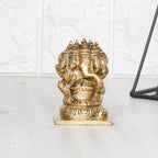 ARTVARKO Panchmukhi Ganesha Bhagwan Brass Idol Five Face Ganesh Statue Ganpati Murti for Temple Puja 3 Inch