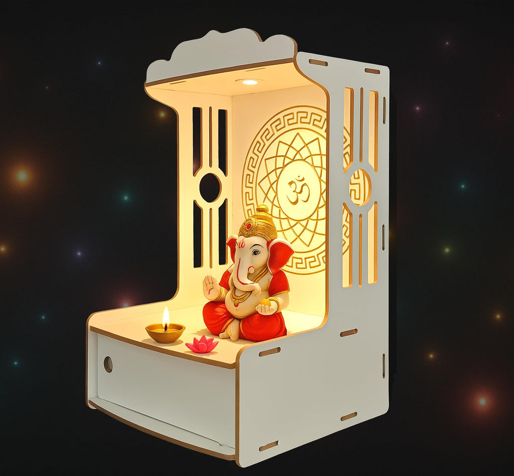 Alpine Willow Temple for Home with Door (Height-20 inches) I Puja Mandir with Door for Home with Doors I Pooja ghar I Wooden Temple I Laddoo Gopal mandir I Devghar I Pooja Unit I Puja Stand